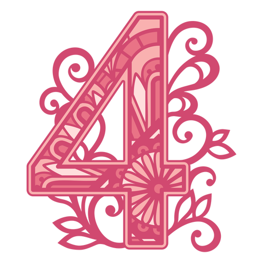 Pink number four mandala stroke PNG Design