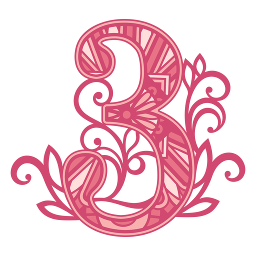 Cute pink number 3 mandala PNG Design