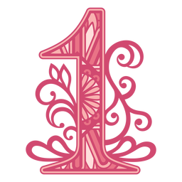 Pink number one mandala stroke PNG Design Transparent PNG