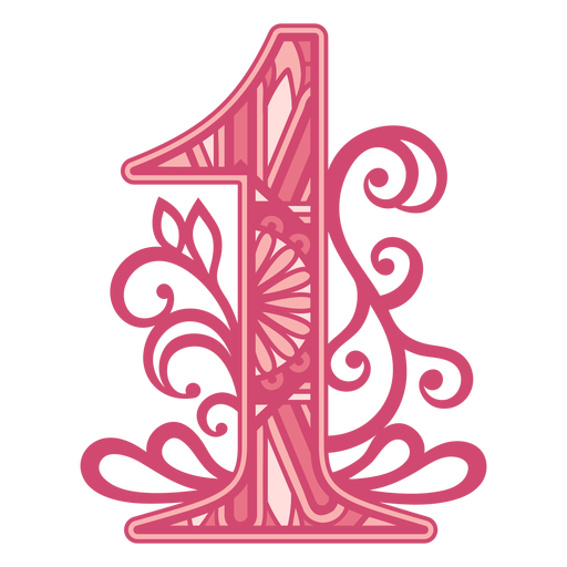 Pink number one mandala stroke PNG Design