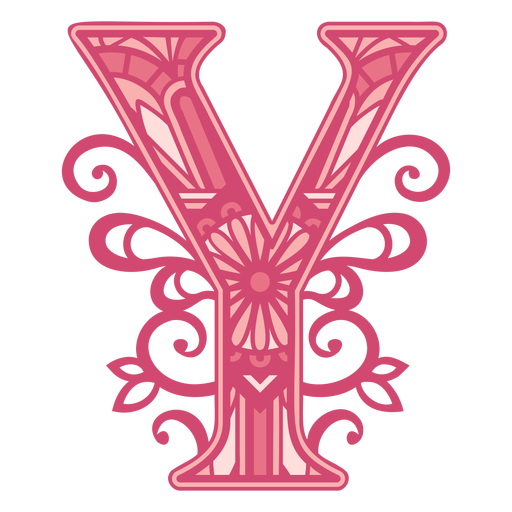 Pink letter Y mandala design  PNG Design