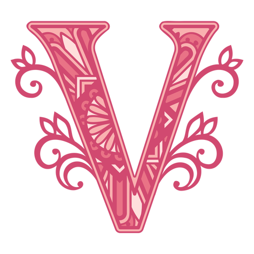 Pink letter V mandala design 