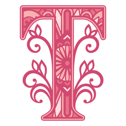 Pink letter T mandala PNG Design