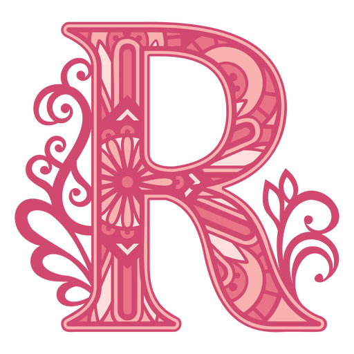 Pink letter R mandala stroke PNG Design