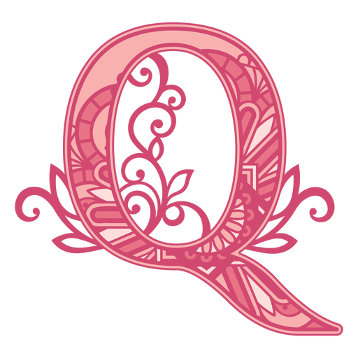 Pink letter Q mandala stroke PNG Design