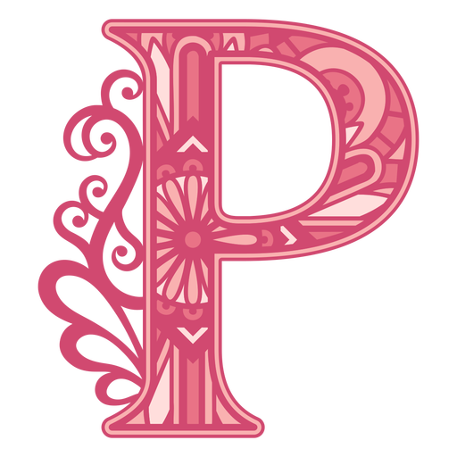 Pink letter P mandala stroke PNG Design