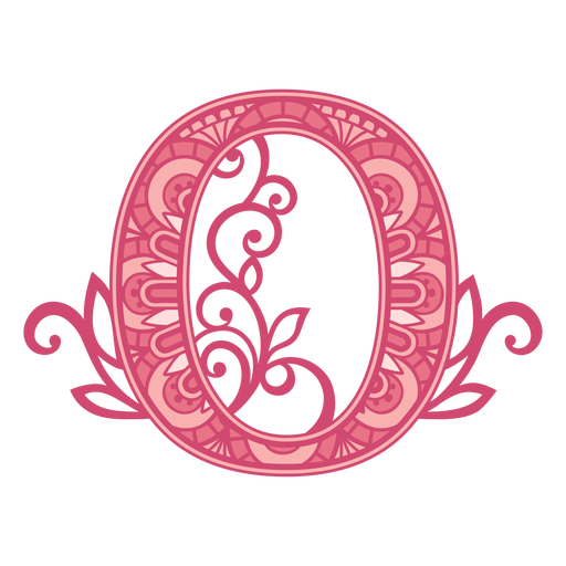 Pink letter O mandala stroke PNG Design