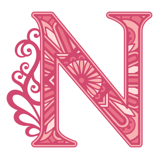 Pink letter N mandala stroke