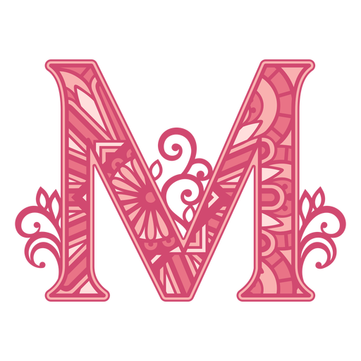 Pink letter M mandala stroke
