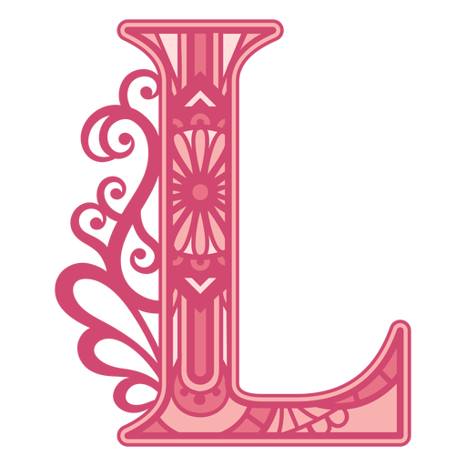 Pink letter L mandala stroke PNG Design