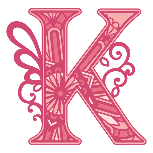 Pink letter K mandala stroke