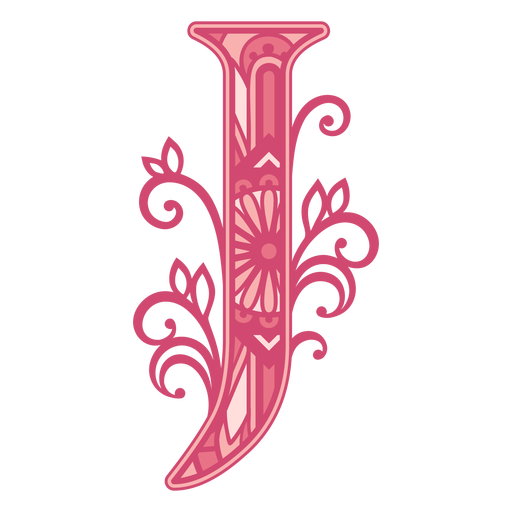 Pink letter J mandala design  PNG Design