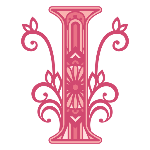 Pink letter I mandala design 