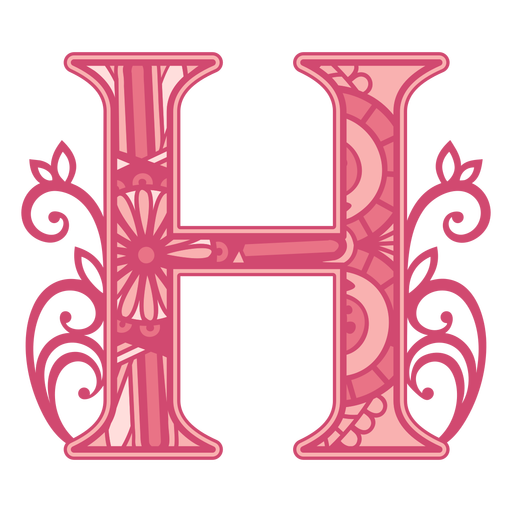 Pink letter H mandala design  PNG Design