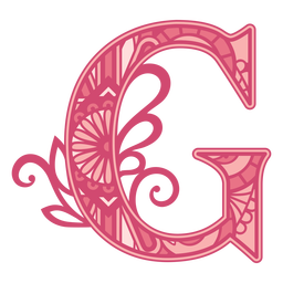 Cute pink letter G mandala PNG Design