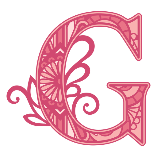 Cute pink letter G mandala PNG Design