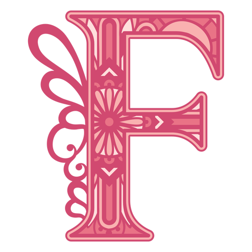Cute pink letter F mandala design