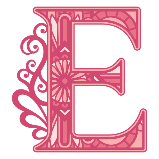 Opaque pink letter E mandala PNG Design