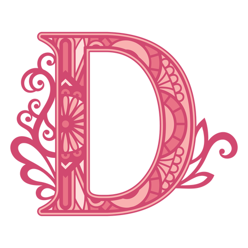 Opaque pink letter D mandala PNG Design