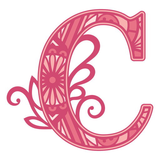 Opaque pink letter C mandala PNG Design