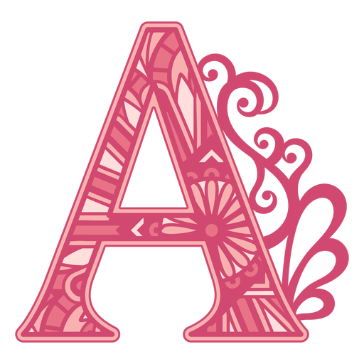 Opaque pink letter A mandala PNG Design
