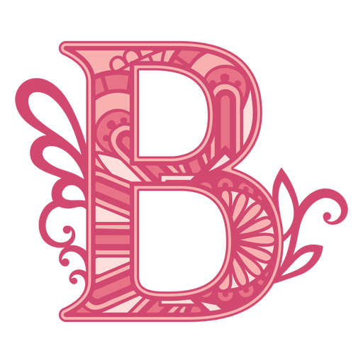 Opaque pink letter B mandala PNG Design