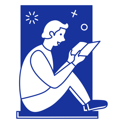 Guy reading on a window cut out PNG Design