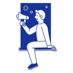 Guy with a megaphone in the window cut out Transparent PNG