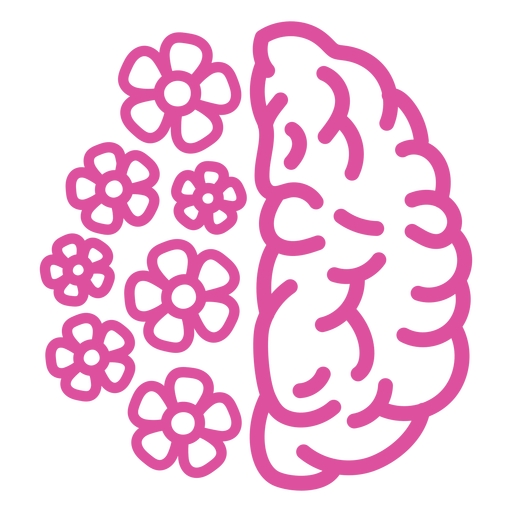 Brain with flowers stroke PNG Design