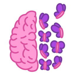 Brain With Butterflies Color Stroke PNG & SVG Design For T-Shirts