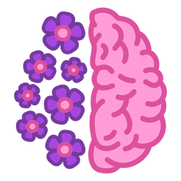 Brain with flowers color stroke PNG Design