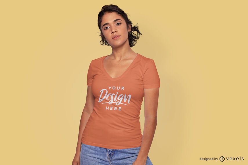 Female model wearing t-shirt mockup Female model wearing t-shirt mockup