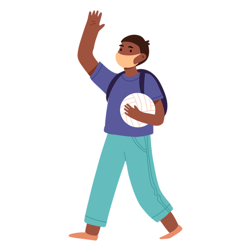 Boy waving semi flat PNG Design