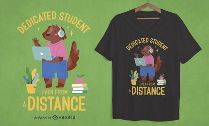 Design de t-shirt de estudante à distância
