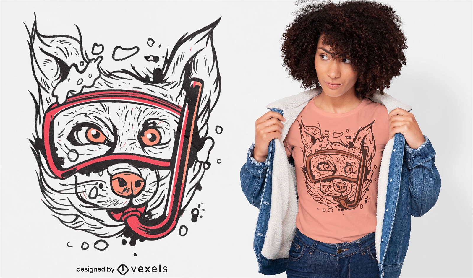 Design de t-shirt animal para cão snorkel