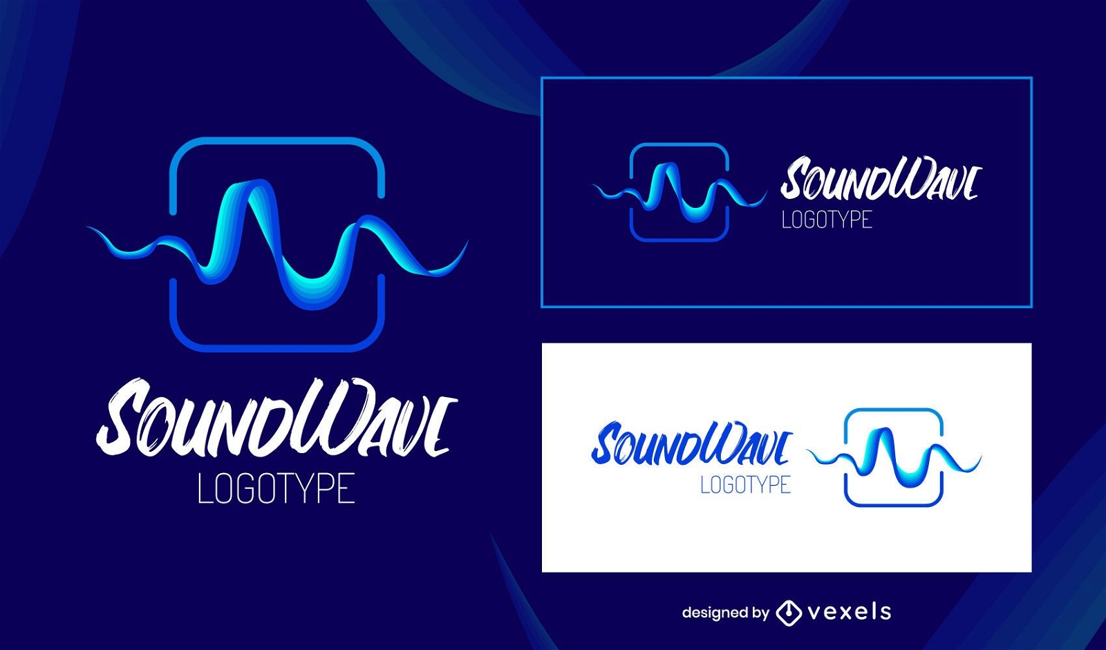 Modelo de logotipo de música de onda sonora azul