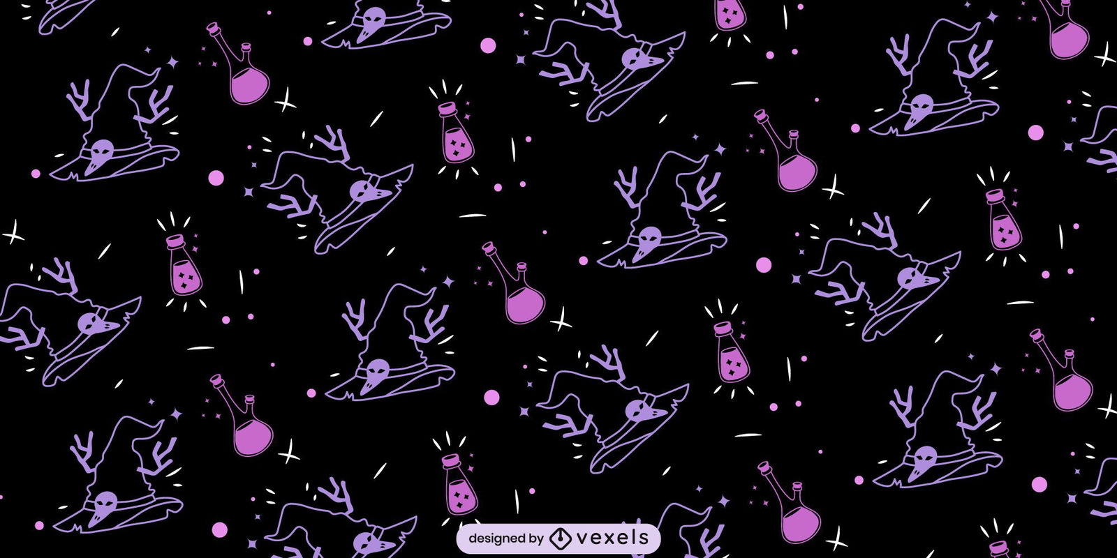 Magical elements witch pattern design