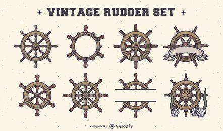 Ship helms wheel vintage element set Ship helms wheel vintage element set