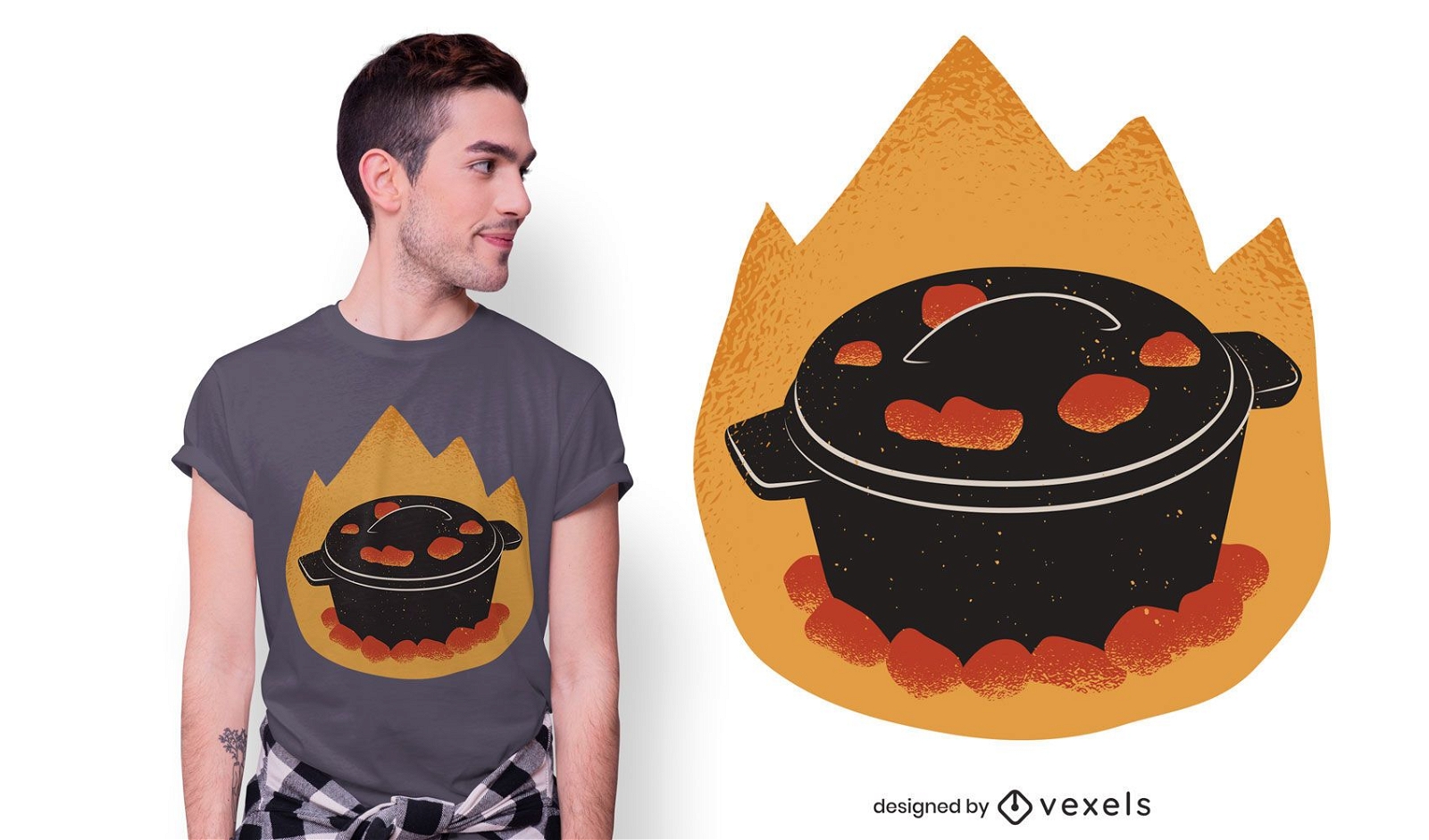 Diseño de camiseta de olla de cocina de horno holandés.