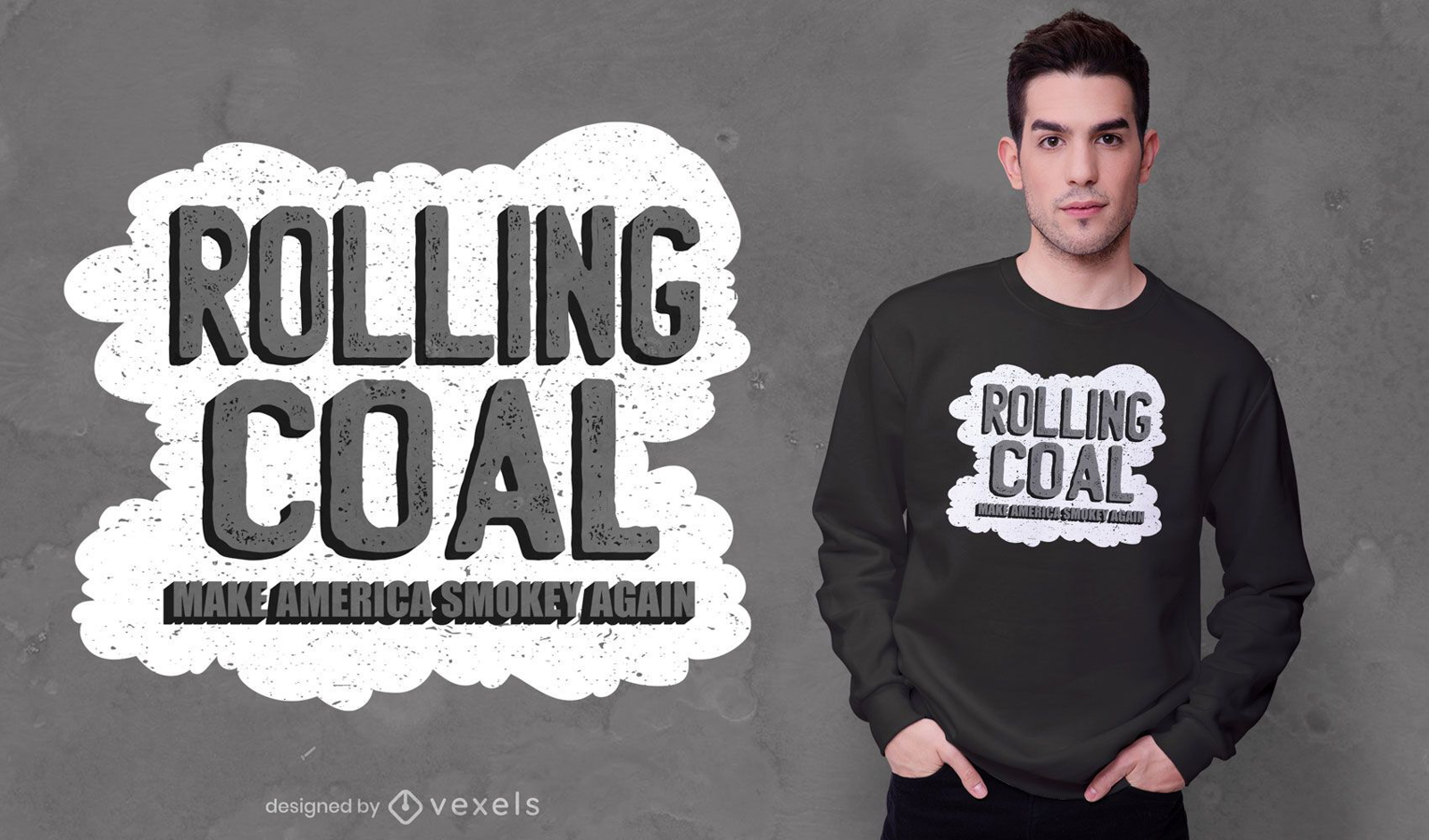 Design de camiseta de cotação de carvão circulante da América
