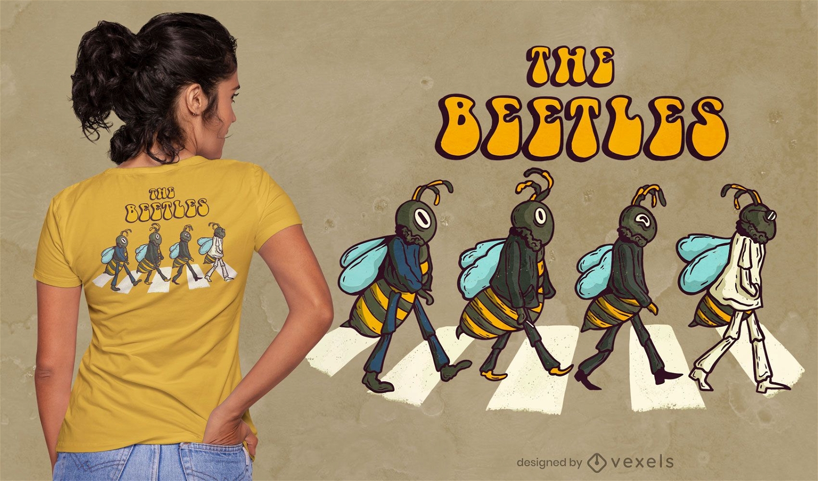 El dise?o de la camiseta de la parodia de los escarabajos.