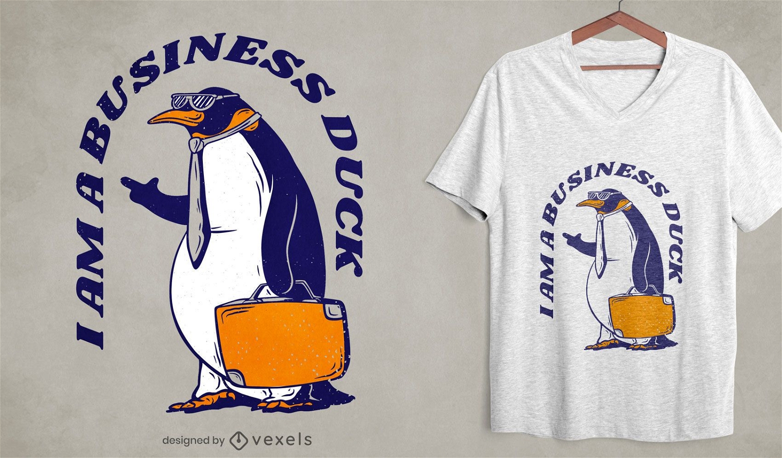 Design de t-shirt de pato de negócios de pinguim
