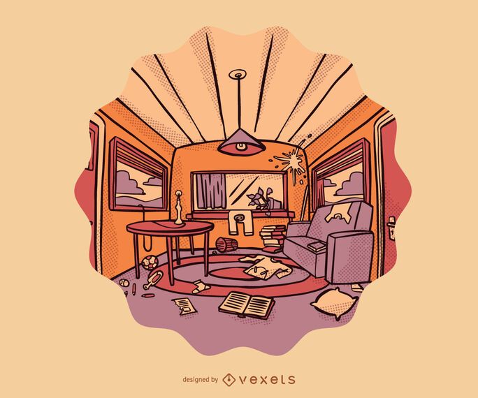 Messy room house cartoon illustration Messy room house cartoon illustration