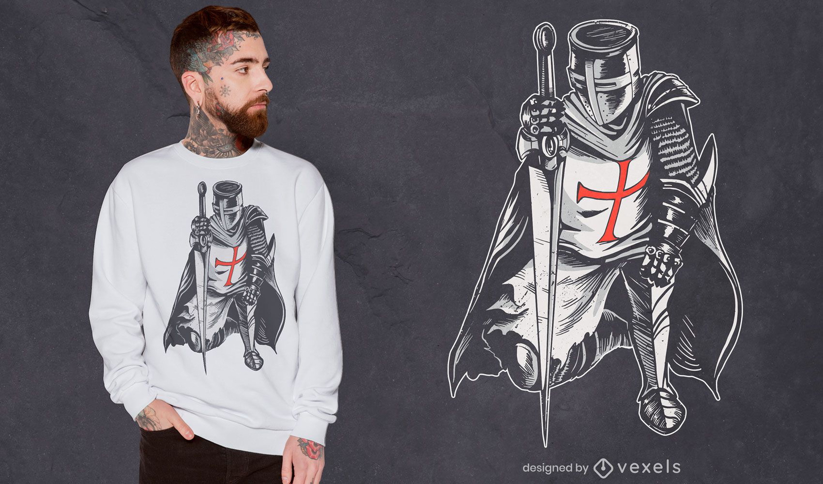 Warrior knight in armour t-shirt design