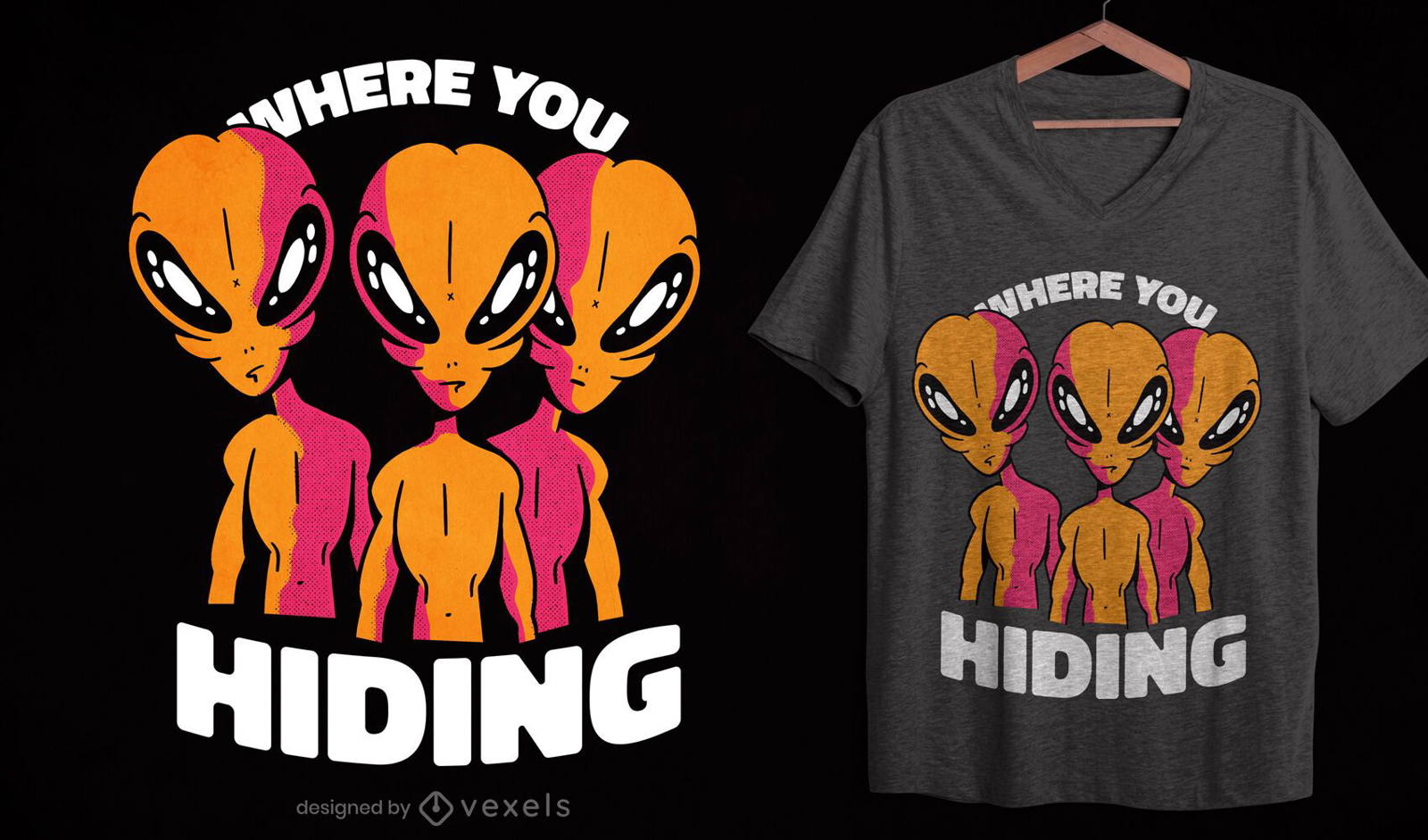 Design de t-shirt de alienígenas assustadores