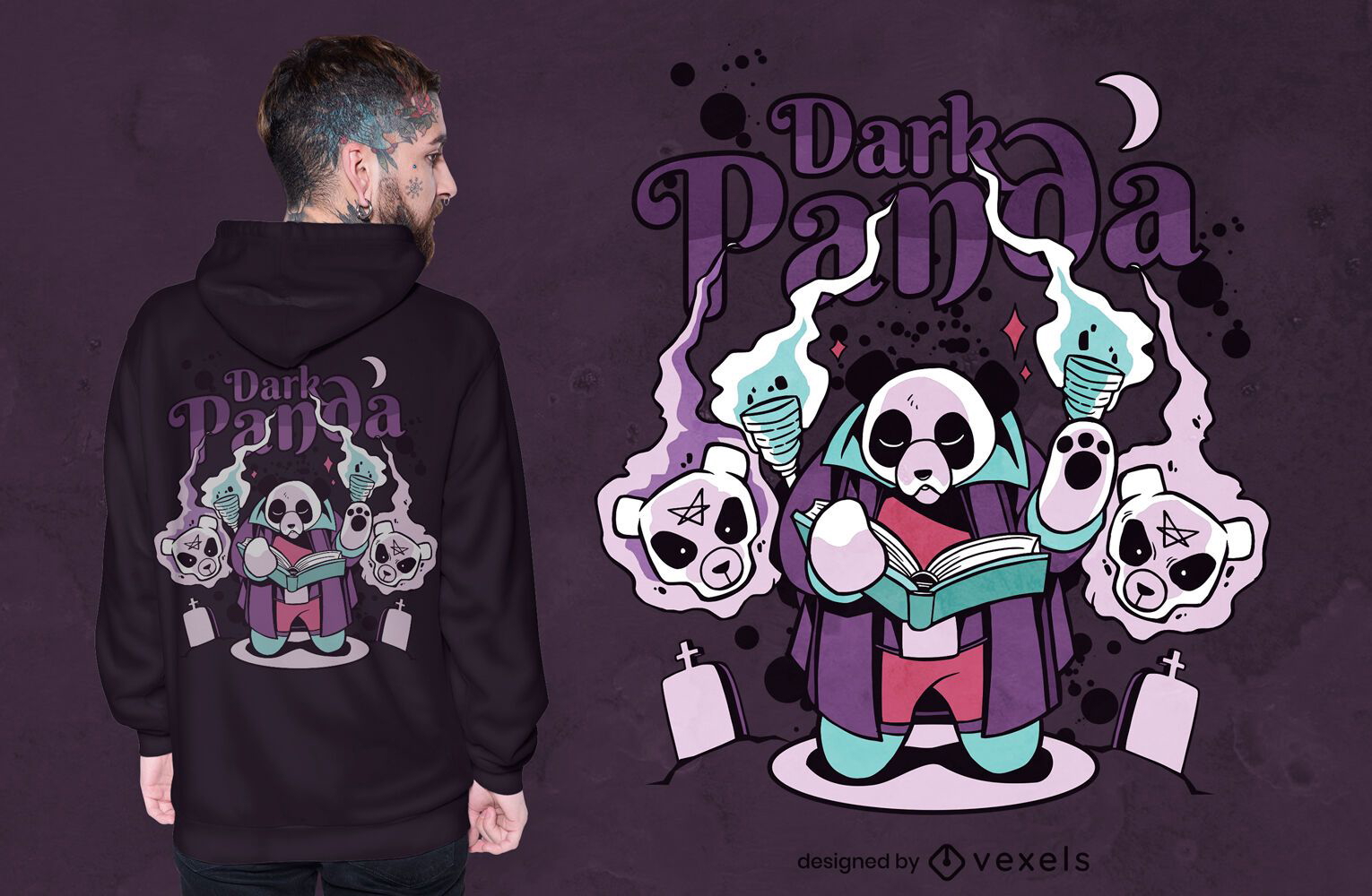 Panda dark magic fantasy t-shirt design