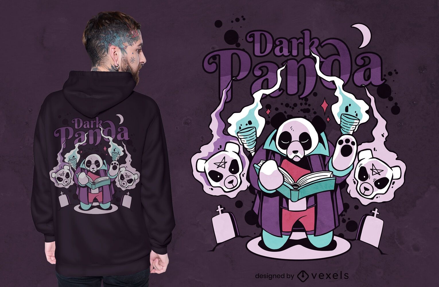 Panda dunkle Magie Fantasie T-Shirt Design