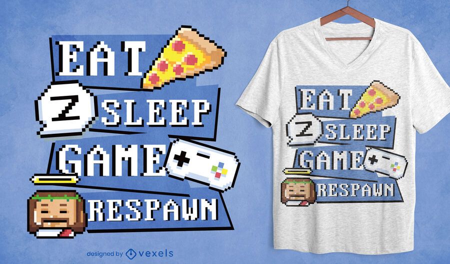Design de t-shirt de pixel art de rotina para jogadores Design de t-shirt de pixel art de rotina para jogadores