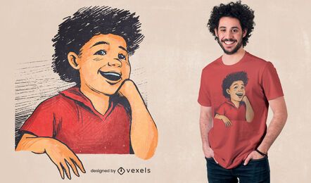 Glückliches Kind skizzieren T-Shirt Design