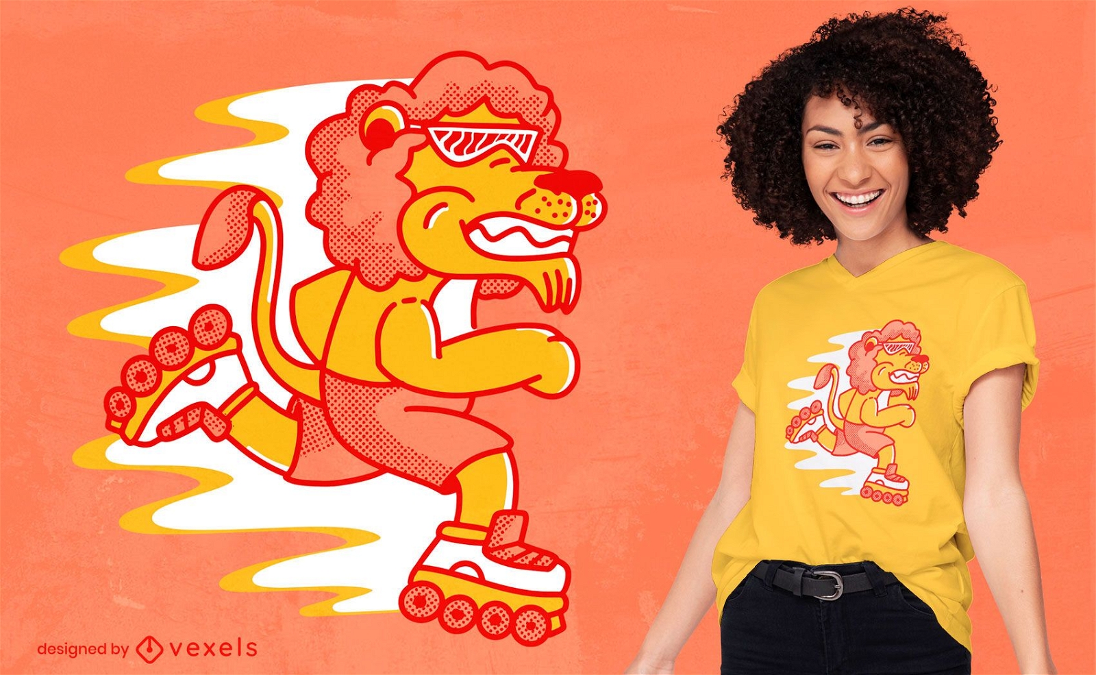 Rollerskating lion t-shirt design
